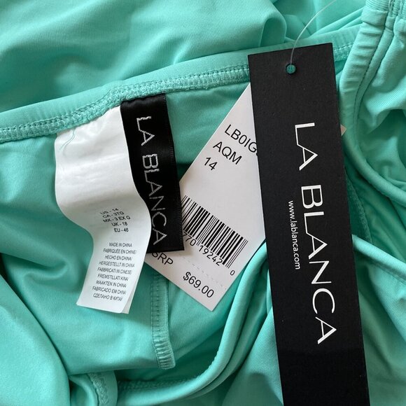 La Blanca Aquamarine Island Goddess Ruffle Skirted Bottom Swim Skirt NWT NEW 14 - Picture 5 of 5